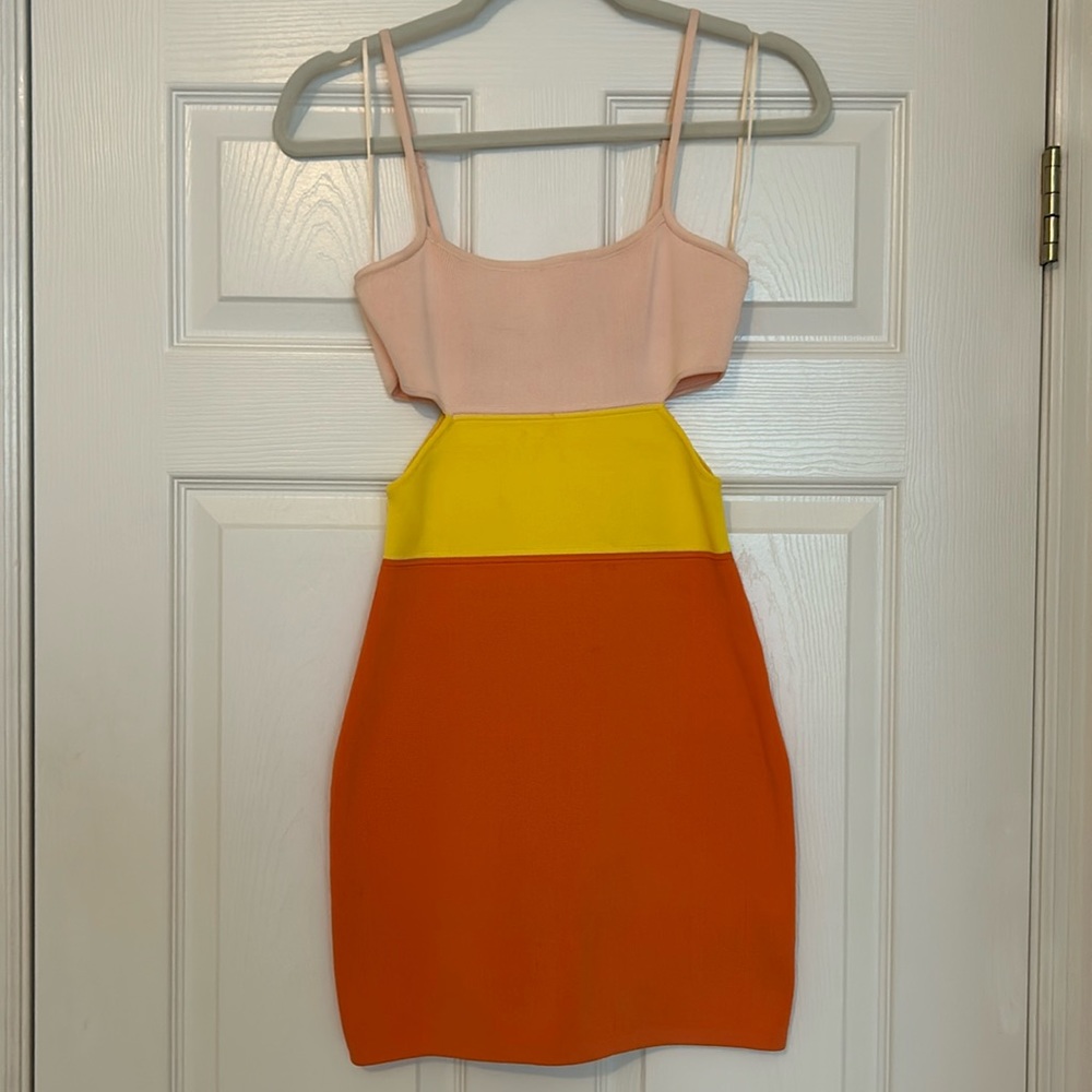 Endless rose orange yellow and blush pink mini dress